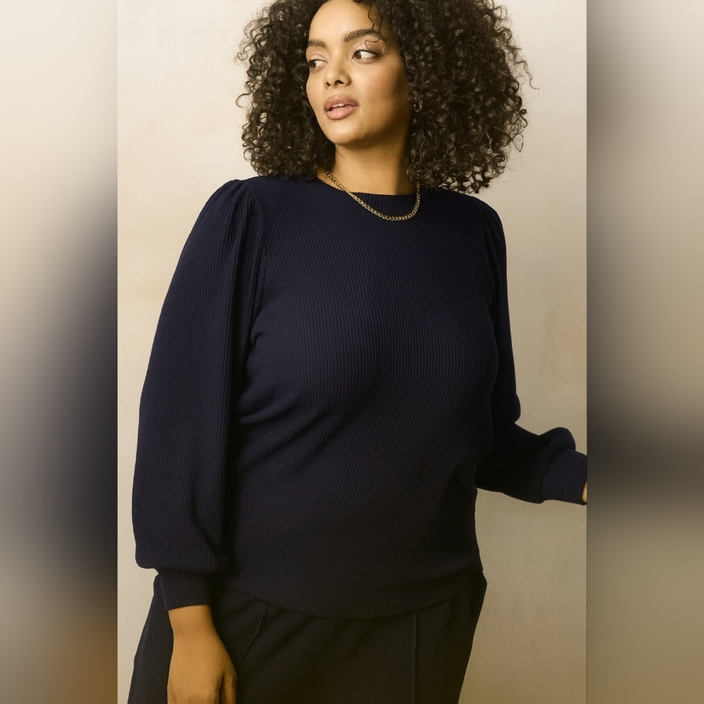 NWT Lauren Conrad Plus Size Navy Ribbed Sweater